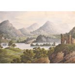 19th Century English School. A View believed to be Wye Valley, with Abbey Ruins and Figures in a