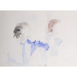 M...Parker (20th Century) British. Study of Two Young Girls, Watercolour and Pencil, Signed in