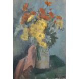 Besancenot (20th Century) French. Still Life of Flowers in a Vase, Oil on Canvas, Signed, 21.75" x