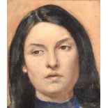 Frederick Brown (1851-1941) British. "Head of a Young Woman", Watercolour, with an 'ESK' Stamp, 9.