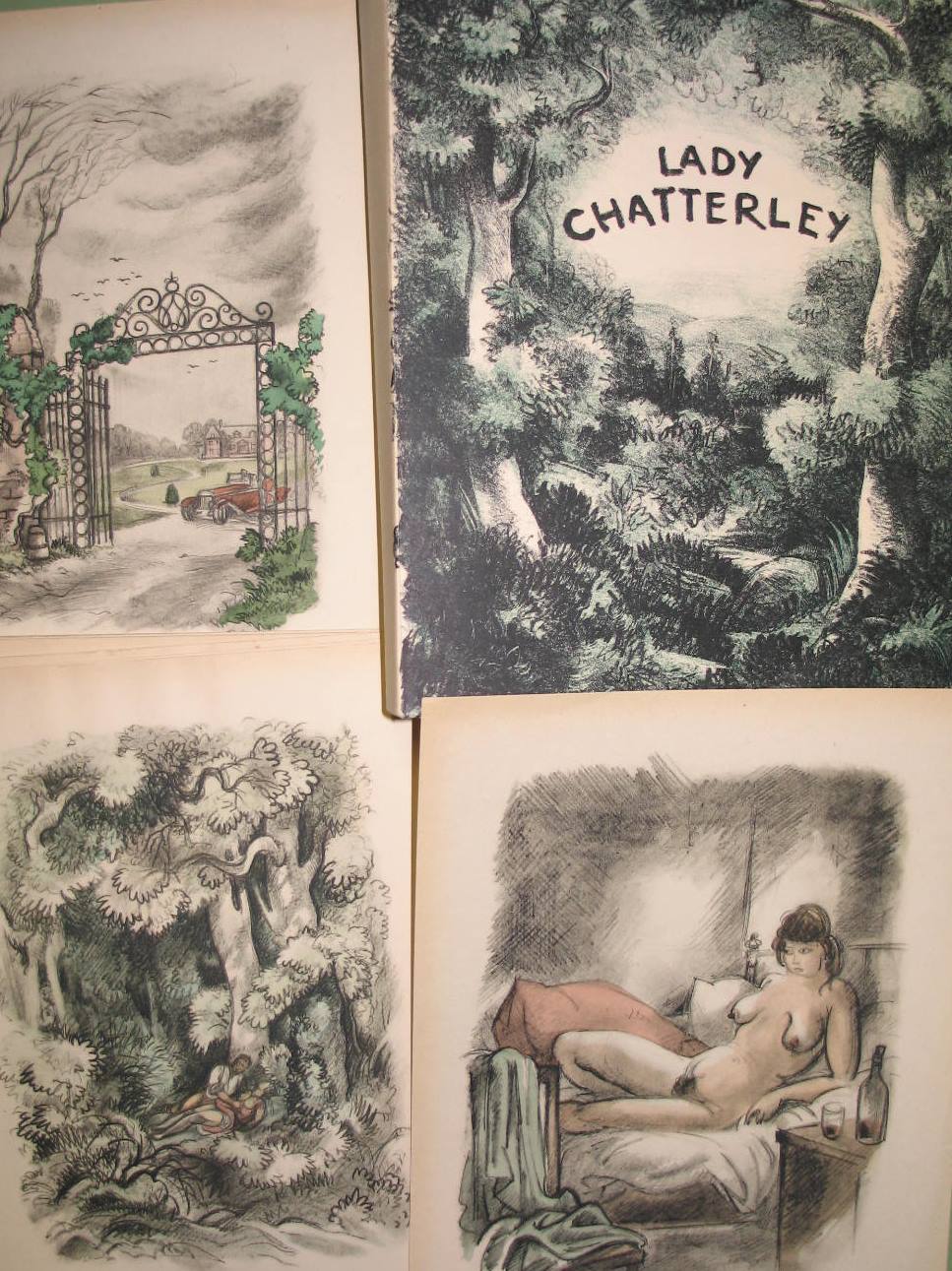 LAWRENCE (D. H.) Lady Chatterley, 4to, loose as issued, 20 col. litho. plates, card covers with