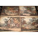 IRISH HUNTING PRINTS, set of 4 h-col'd engravings, trimmed, laid on card, publ. by J. Le Petit, 20