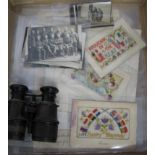 MILITARY EPHEMERA: Box of assorted military documents and 3 embroidered post-cards, WWI and Boer