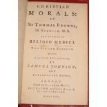 JOHNSON (Samuel) editor: BROWNE (Sir Thomas) Christian Morals...with A Life of the Author by