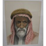 SAUDI ARABIA / OIL: original watercolour portrait of a Saudi man, captioned 'Headman of Jubail,