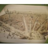 [LONDON] 20th c. pencil signed & titled bird's eye view of Wren's London, 25 x 37 inches [S]