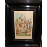 STANLEY & LIVINGSTONE: framed chromolithograph print of the two explorers meeting in Africa.