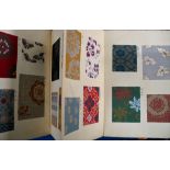 KIMONO DESIGN: concertina album of woodblock kimono textile designs, circa 1920s.