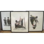 TIBET: three framed photos of Tibetan people in Darjeeling by D. Singh & Co , circa 1920 (3).