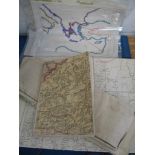 MAPS: box of misc. folding early 20th century maps of Africa, two manuscript maps & with a typed