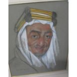SAUDI ARABIA: Large original pastel portrait of King Faisal bin Abdulaziz Al Saud [1906-75], by