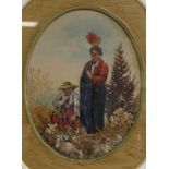 CANADA: Native Canadian portrait made from Canadian bird feathers and foliage, with inscription
