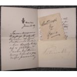 QUEEN VICTORIA: a clipped signature & 2 copies (1 torn in half) of a facsimile letter to "all the