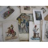 [PRINTS] small q of 19th c. costume & other prints, & a watercolour (Q)