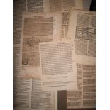 [EARLY PRINTING] a collection of 7 misc. printed leaves, mainly 16th c., incl. a leaf from the