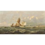 John Moore of Ipswich (1820-1902) British. A Shipping Scene, Oil on Panel, Signed, 8.75" x 15.75".