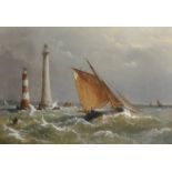 Richard Brydges Beechey (1808-1895) British. 'The Old and the New, Eddystone Lighthouse, (