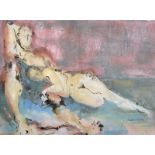 Porelta Mattihes (20th Century) European. A Reclining Naked Couple, Mixed Media, Indistinctly