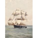 Will C Cluett (19th -20th Century) British. "HMS Calypso, 1895", Watercolour, Signed and