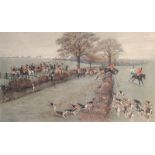 Cecil Aldin (1870-1935) British. "The South Berks Hunt, (Away from Pearman's Covert)", Colour Print,