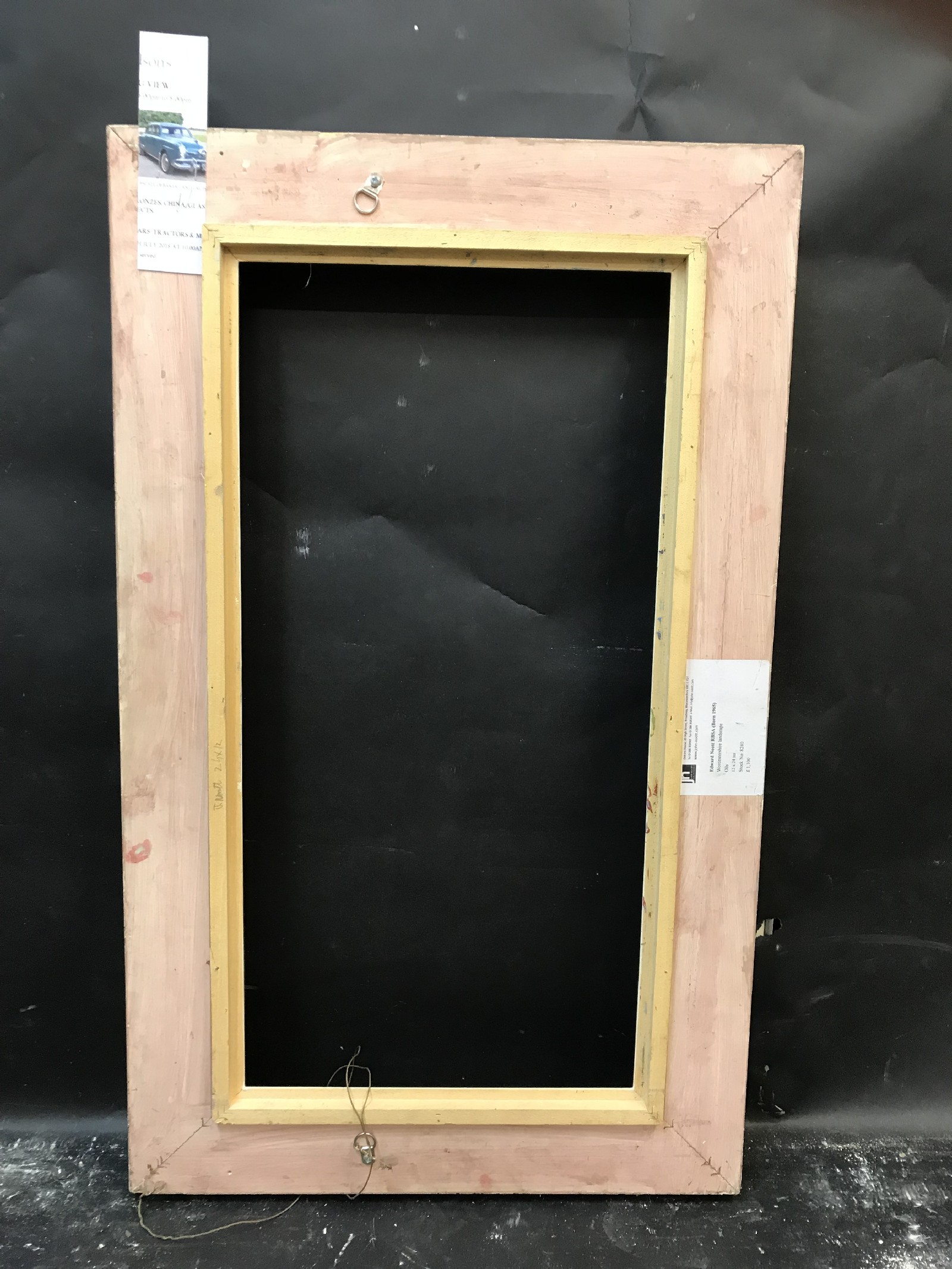20th Century English School. A Painted Swept Composition Frame, 24" x 12" (rebate). - Image 3 of 3