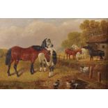 After John Frederick Herring (1815-1907) British. Farmyard Animals with Horses, Ducks and Pigs,