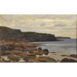 Thomas Huson (1844-1920) British. "Seaweed & Rock", A Coastal Scene, possibly of Anglesey, Oil on