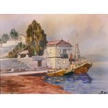 Jannis Kounenakis (20th Century) Greek. A Coastal Scene in Crete, Oil on Canvas, Signed with