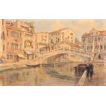 Elspi (early 20th Century) Italian. A Figures walking by a Venetian Canal, Watercolour, Signed,