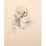 19th Century English School. Portrait Study of "Mrs Siddons", Pencil and Pastel, Inscribed, with