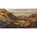 Raymond Dearn (1858-1925) British. A Mountainous River Landscape, Oil on Canvas, Signed, 6" x 10",