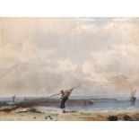 After John Henry Mole (1814-1886) British. A Beach Scene, Print, 6.5" x 8.75".