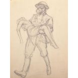 A...V... Bramble (20th Century) British. A Study of a Man wearing a Gas Mask, Rescuing an