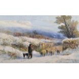 W... H... Jones (fl.1845-1878) British. "Driving the Flock back to the Farm', 'Snow, Mendip