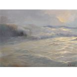 H... Nokic (20th Century) Croatian. 'Breaking Waves', A Seascape at Dusk, Oil on Canvas, Signed,