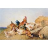 Frederick E... Valter (c.1860-c.1930) British. "Poultry at Maxstoke Farm", Watercolour, Signed and