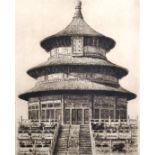Gerrard Garfield Shaw (1885-1961) British. "Temple of Heaven, Beijing", Etching, 8.75" x 7".