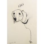 Peter Noble (20th Century) British. Study of a Dogs Head, Charcoal, Signed, Inscribed and Dated