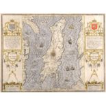 John Speed (1552-1629) British. "The Isle of Man, 1610", Map, Double Glazed showing both sides of