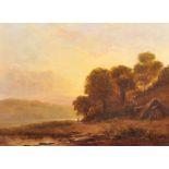 19th Century English School. A Figure on a Path in a Landscape, Oil on Canvas, Indistinctly
