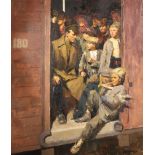 20th Century Russian School. Figures in a Train Car, Oil on Canvas, Indistinctly Signed and Dated