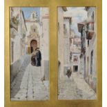 R...Redoncy (19th Century) Italian. An Italian Back Street with Figures, Watercolour, Indistinctly