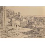 Luciano Recio (20th Century) Spanish. A Spanish Town Scene, Pen, Signed, 26.5" x 39.5".