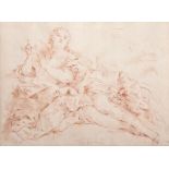 18th Century French School. Study of a Reclining Lady, Sanguine, Inscribed on reverse in Pencil "Mrs