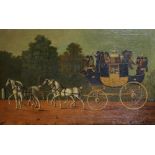 Attributed to John Cordrey (c.1765-1825) British. The London to Bristol Coach, with Figures and a