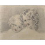 After Thomas Lawrence (1769-1830) British. A Study of Two Young Girls, Pencil and Wash, 5.75" x 7.