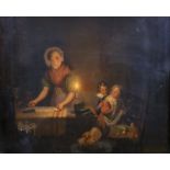 Jan Hendrik van Grootvelt (1808-1855) Dutch. A Woman Ironing by Candlelight with Two Children