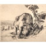 Charles Frederick Tunnicliffe (1901-1979) British. "The Bull", Etching, Signed and Numbered 49/75 in