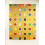 DAMIEN HIRST (1965 - ) BRITISH. "Spots" with forty eight coloured spots on a gold glitter