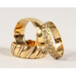 TWO 9CT GOLD WEDDING BANDS and AN ETERNITY RING (3).